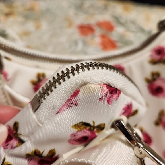 Prada Nylon Pink and White Floral Crossbody Bag Handbag Beautiful! - Picture 6 of 7